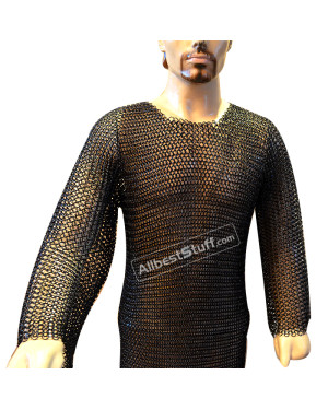 XL Butted Chain Mail Hauberk Full Sleeve Heavy Chain Mail Chest 48